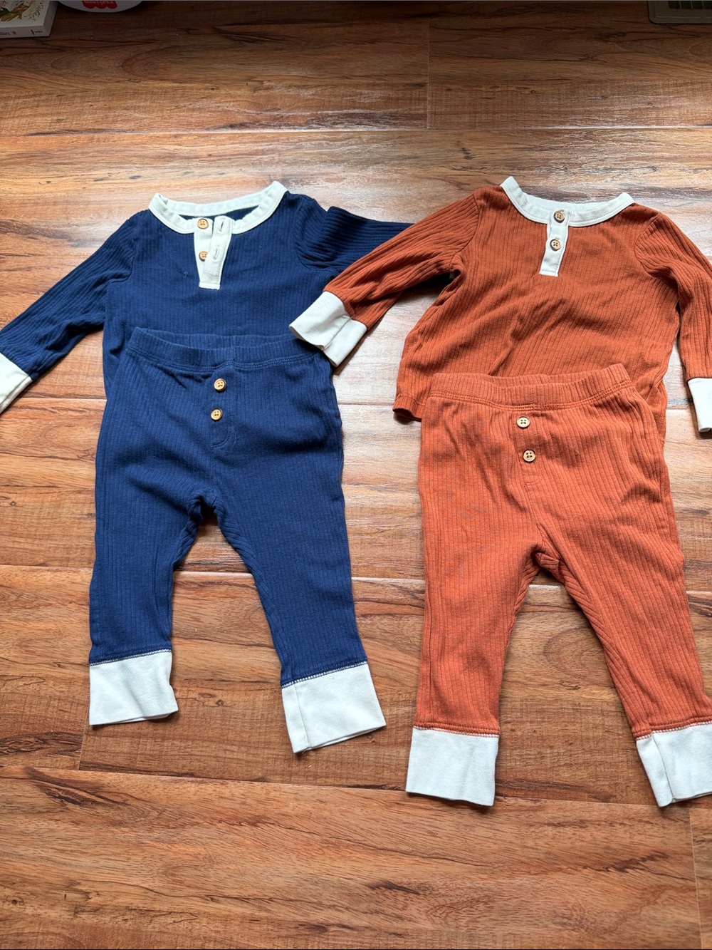 Cat & Jack Baby Henley Set in Navy with Cream Trim